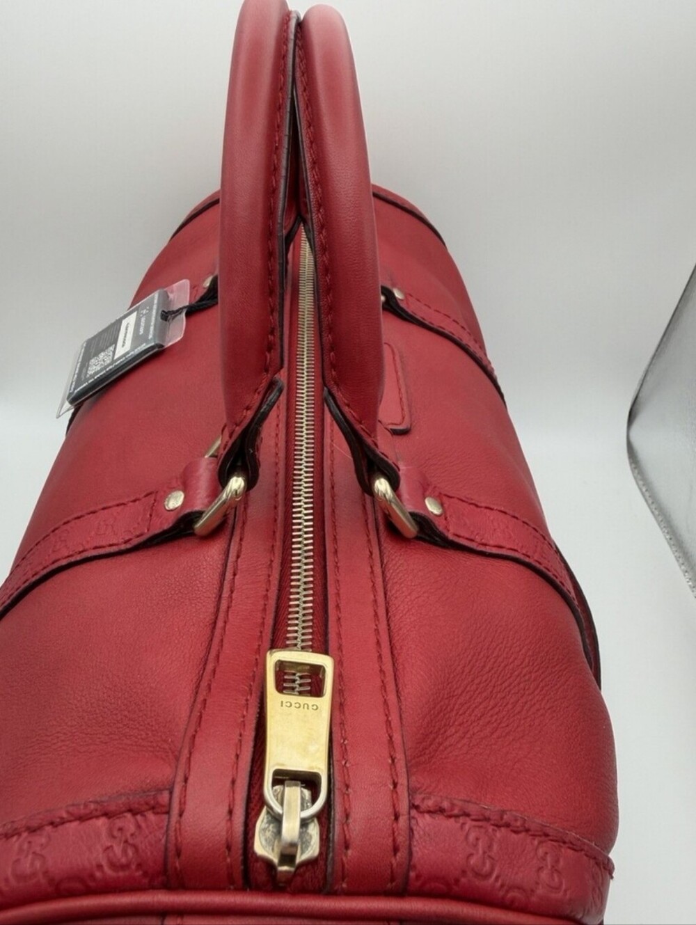 ❤️FLASH SALE!!❤ Gucci Red Joy Boston Bag Guccissima Leather Trim GG Strap - Picture 4 of 11